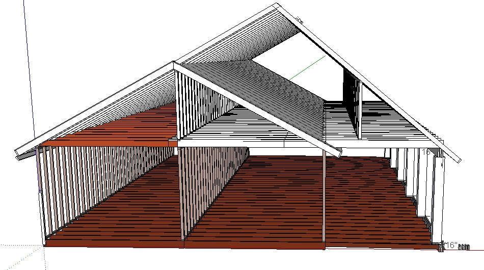 SketchUp model with an interior center wall added
