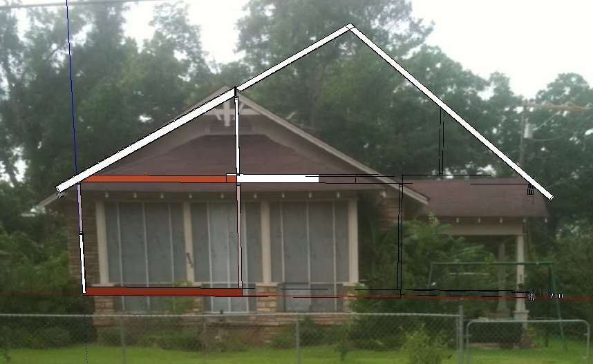 The finished house compared with the frame it grew from
