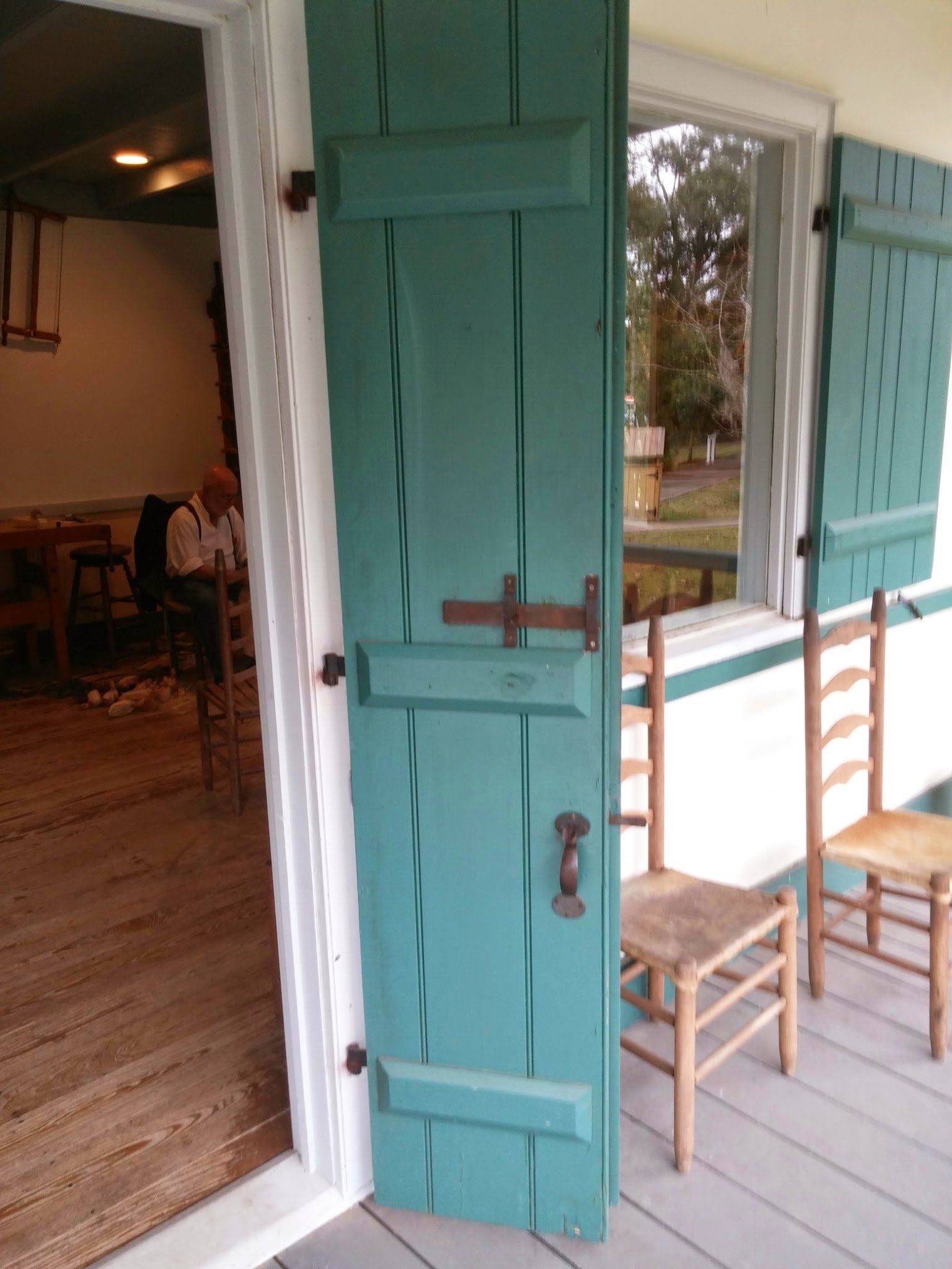 Plank doors, painted and pegged